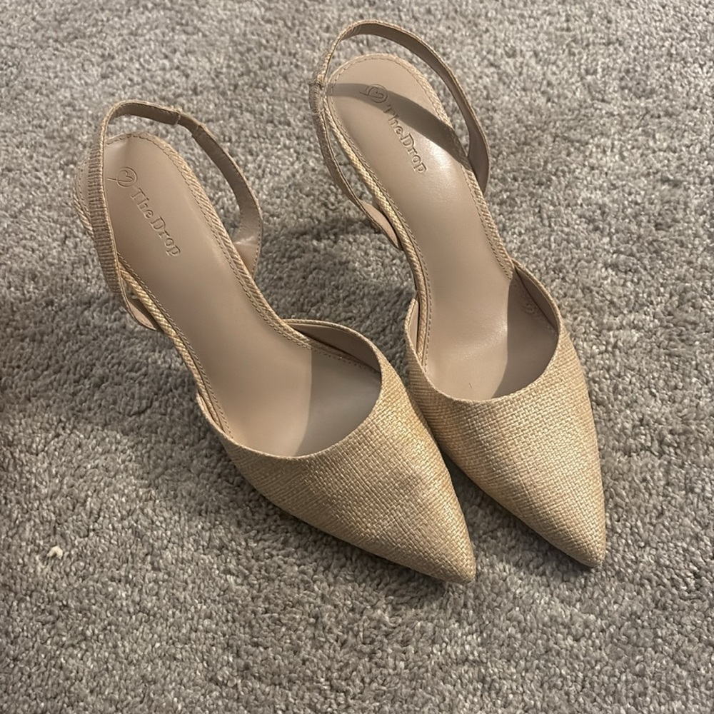 The Drop klara Chic Tan Slingback Heels raffia rattan size 10 - Picture 7 of 9
